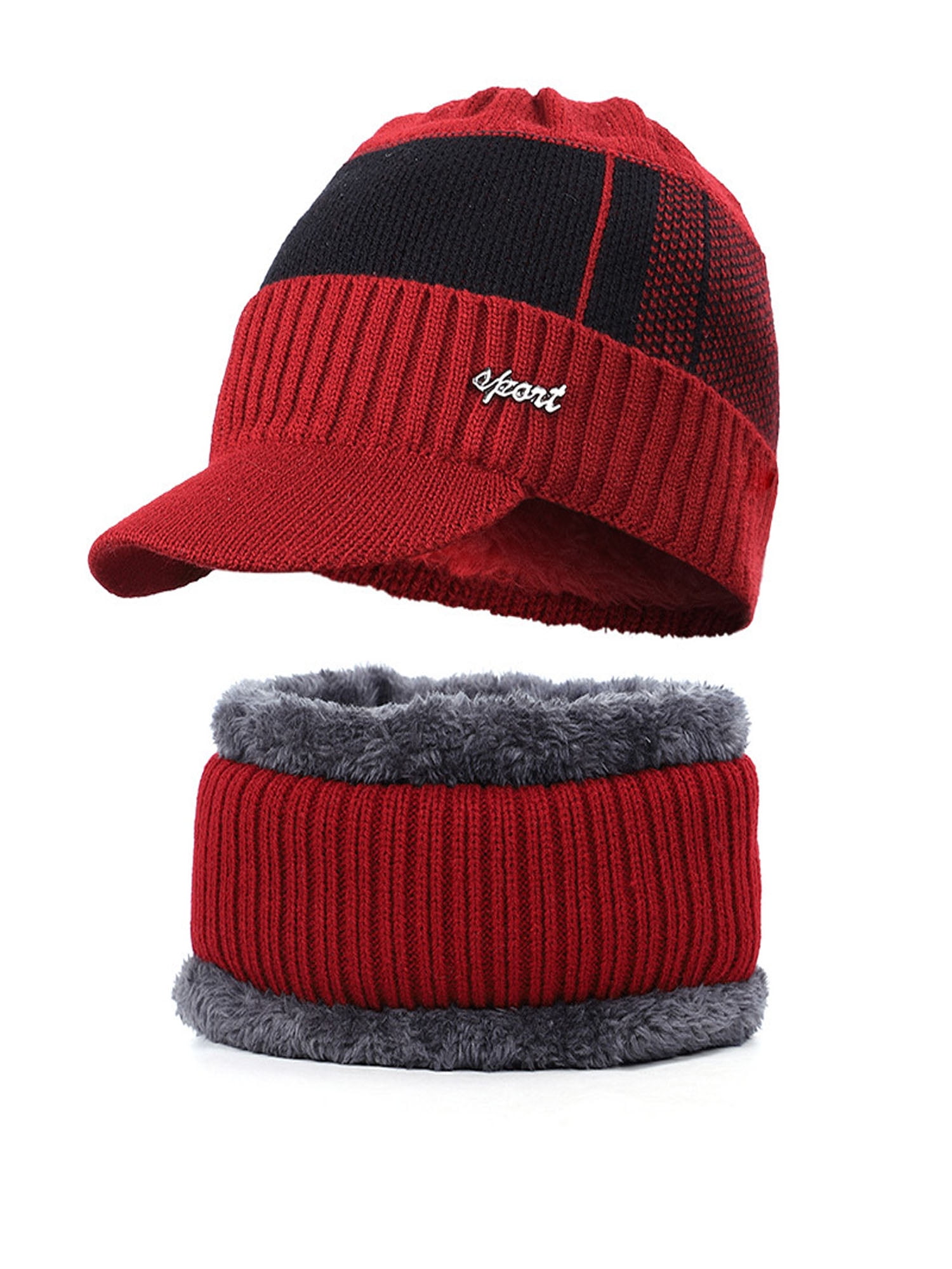 Unisex Chunky Cable Knit Visor Brim Winter Hat Beanie Thick Warm Men Women hat 