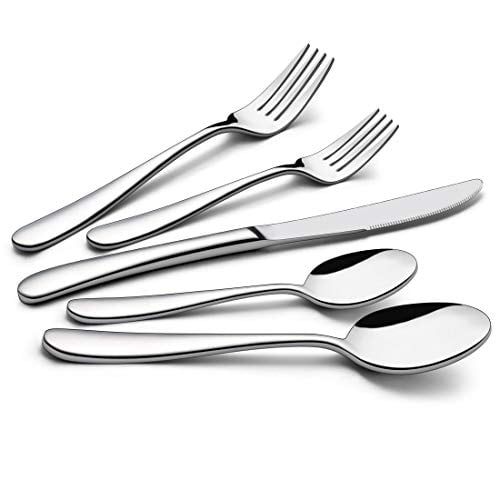 Stainless Steel Flatware Cutlery Eating Utensils for 4 Dishwasher Safe Mirror Finish LIANYU 20-Piece Silverware Set with 4 Steak Knives 