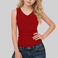 thumbnail image 2 of KyCheLot Ribbed Tank Tops for Girls V Neck Summer Solid Color Sleeveless Camisole Beach Vacation Fitted Tank Tops, 2 of 7