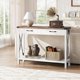 thumbnail image 1 of 43 - pulgada moderno wood consola mesa con 2 cajones - slim entrada y hallway mesa con almacenamiento, suitable para behind the couch (blanca y brown), 1 of 8