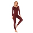 thumbnail image 1 of LiangRou Women's Scoop Neck Long Johns Ultra Thin Modal Thermal Underwear Top & Bottom Set Dark Rosewood X-Large, 1 of 6