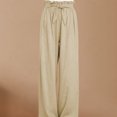 thumbnail image 5 of Pantalones Largos De Mujer Pantalones de algodón y lino ajustables con nudo de corbata sueltos para vacaciones (caqui XXL) Ygjytge para Mujer Caqui T XXL, 5 of 5