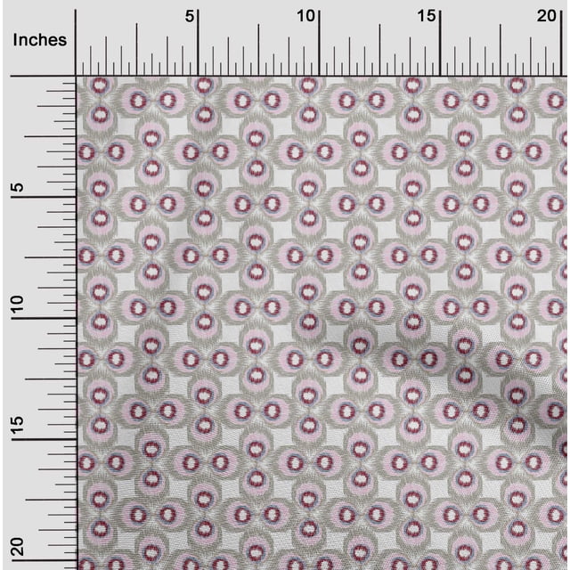 oneOone Tissu Polyester Lycra Imprimé Plume de Paon Ikat BTY 56 Pouces de Large