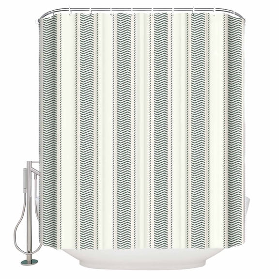 Green Stripe Bathroom Shower Curtains with 12 Hooks Polyester Waterproof Shower Curtain for Stalls and Bathtubs Modern Farmhouse Geometric Striped Decorative Bathroom Privacy Curtain 54x78 Inches