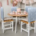 thumbnail image 4 of Blue Bohemian Dining Chair Back Cover Only, Abstract Stripes Texture Geometric Pattern Set of 8 Chair Back Covers, Removable Washable for Dining Room, Banquet & Holiday Decoration, 4 of 9