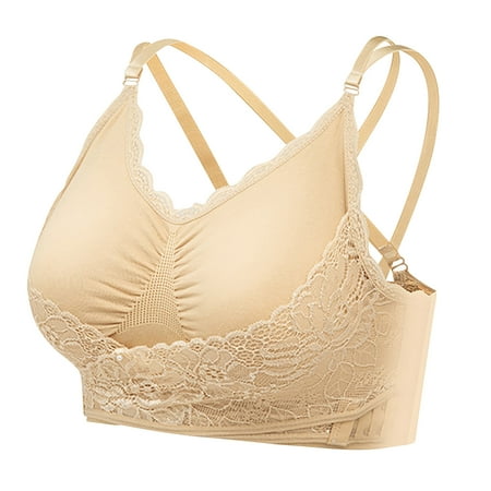 Clearance TOUMENY Womens Bras No Underwire Full Support Underwire Bras for Women Women s Sports Bra Lace Side Button Yoga Without Steel Ring Bra