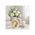 thumbnail image 4 of Elegant Ceramic Vase with Hollow Center for Living Room Decor - Contemporary Flower Vase for Home Decor and Room Display - Sculptural Accent for Bedroom, House, Office and Table - 13", White & Gold, 4 of 14