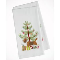 Beagle Merry Christmas Tree White Kitchen Towel Set of 2 Dish Towels