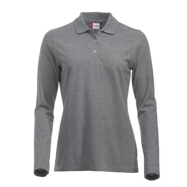Clique - Polo Classic Marion Mezcla de Manga Larga para Mujer (Gris Jaspeado)