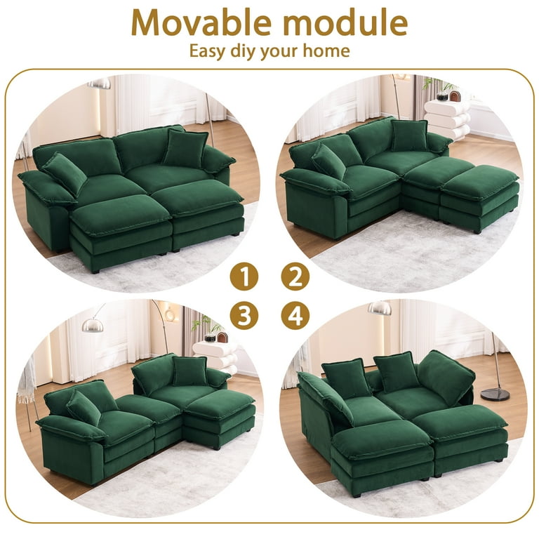 ZX Design 84.6'' Oversized Velvet Loveseat Couch, Modern Living