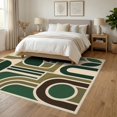 thumbnail image 3 of ODIKA 6'x9' Washable Area Rug Green Brown Abstract Geometric Artwork Design Elegant Shapes with Modern Artistic Flair for Dining Room, Under Table, Office Décor, Non-Slip Chair-Friendly, 3 of 7