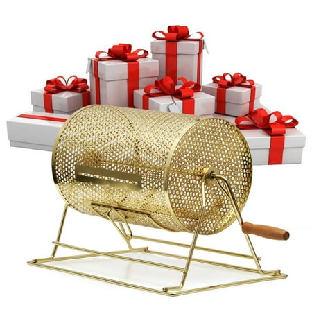 - 11''x 8 '' Raffle Ticket Drum Brass Plated Casino Spinning Bingo Drum