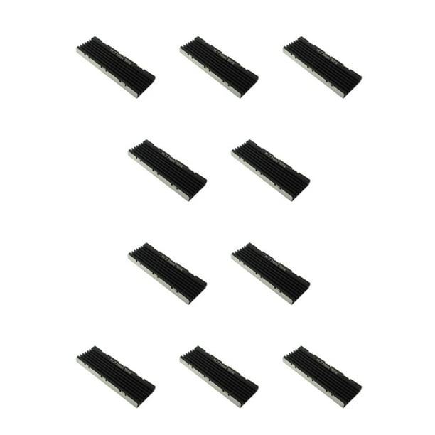 Cateissary Disipador de calor eficiente para M2 SSD Prevención de óxido de corrosión Fácil de instalar Disipador de calor de unidad de estado Capa única negra 10Conjunto