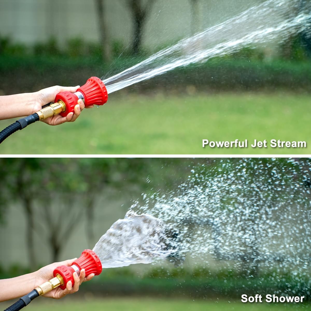 FANHAO Fireman Style Garden Hose Nozzle, Heavy Duty Fire Watering Nozzle, Adjustable Flow for Garden, Lawn