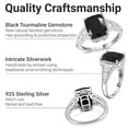 thumbnail image 5 of 925 Sterling Silver Rings for Women - Black Tourmaline Rings Birthstone October - Promise Engagement Vintage Jewelry Birthday Christmas Gifts Size - 7, 5 of 8