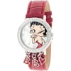 Betty Boop Women's Charm Watch, Red Simulated Leather Strap