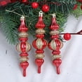 thumbnail image 7 of Zawou 3pcs Red and Gold Gourd Christmas Ornaments, 5.9 Inch Finial Drop Pendants, Shatterproof Plastic Tree Decorations for Holiday Party, Indoor Winter Xmas Décor and DIY Crafts, 7 of 7