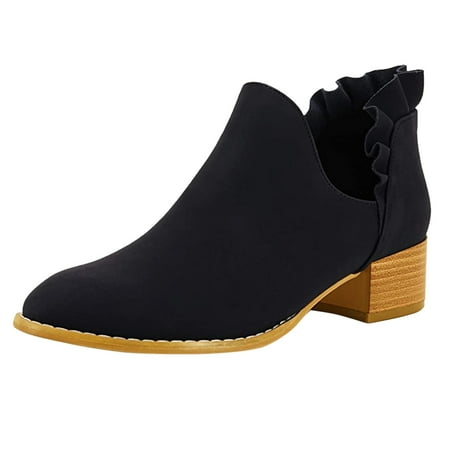 

Fashion Boots for Women Women S Fashion Short Boots Thick Heeled High Heels Ruffled Edge Boots Ankle Thick Heeled Pointed Short Boots Boots Hook-and-Loop Winter Boots for Women Waterproof Snow