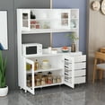thumbnail image 3 of OXYLIFE Kitchen Hutch Sideboard Buffet, Pantry Storage Cabinet, 74.8"H, White, 3 of 7