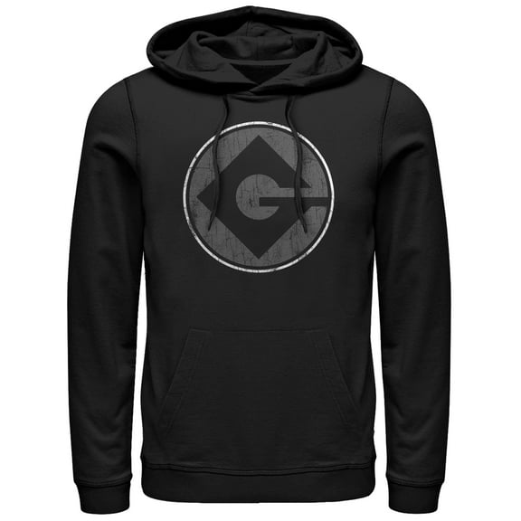 Men's Despicable Me Gru Logo Pull Over Hoodie Black Small