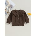 thumbnail image 2 of Wassery Baby Girls Knit Cardigan Sweater Long Sleeve Doll Collar Button Knitted Cardigan 3M 6M 12M 18M 24M Infant Fall Winter Loose Fit Crochet Knitwear Outerwear, 2 of 8