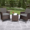 thumbnail image 2 of Vineego 3 Pieces Patio Furniture PE Rattan Wicker Conversation Set Bar Set with Cushions (Gray), 2 of 3