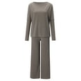 thumbnail image 4 of Gaecuw Womens Lounge Sets 2 Piece Outfits Wide Leg Solid Sweatsuits Cotton Linen Jogger Sets Short Sleeve Cropped Tops Pant Tracksuits Casual Activewear Yoga Outfits Gray S, 4 of 5