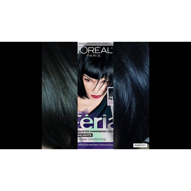 L'Oreal Feria Multi-Faceted Shimmering Colour, 21 Bright Blackch