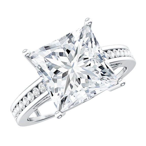 Rosec Jewels 5 Carat Lab Grown Diamond Princess Cut Engagement Ring for Women (E-VS1 Quality) - IGI Certified Diamond Ring, 925 Sterling Silver, US 4.00
