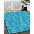 thumbnail image 3 of Ahgly Company Machine Washable Indoor Rectangle Transitional Bright Cyan Blue Area Rugs, 3' x 5', 3 of 7