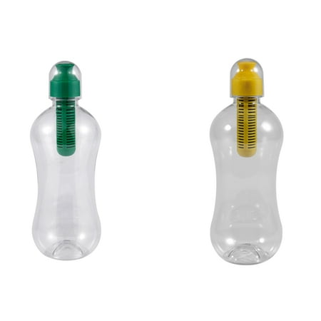 

2 Pcs 550mL Outdoor Water Hydration Filter Filtered Drinking Green & Yellow