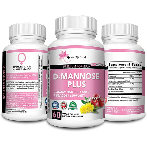 D-Mannose Plus 1000 mg Premium Formula with Cranberry & Hibiscus and ...