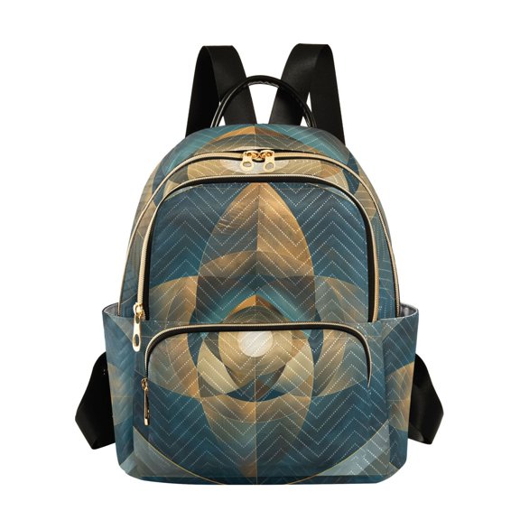 JIALIOU Mini Backpack Purse for Women Quilted Casual Daypack Small Travel Shoulder Bag, Abstract Clear Cerulean Geometric