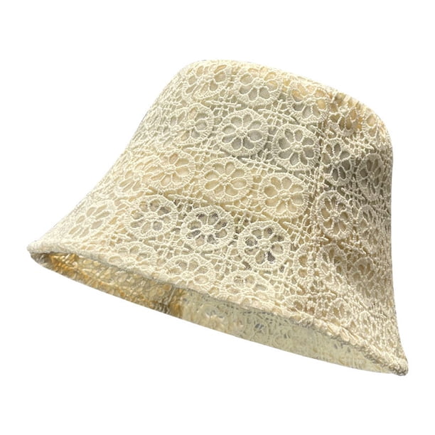 Sombrero de pescador de malla transpirable para mujer, con encaje hueco fino, circunferencia de sombrero de 56-58 cm, para verano
