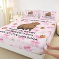 thumbnail image 4 of Erosebridal Kids Girls Capybara Full Size Sheets, Bowknot Flower Bed Sheets, 4 Pieces, 4 of 5