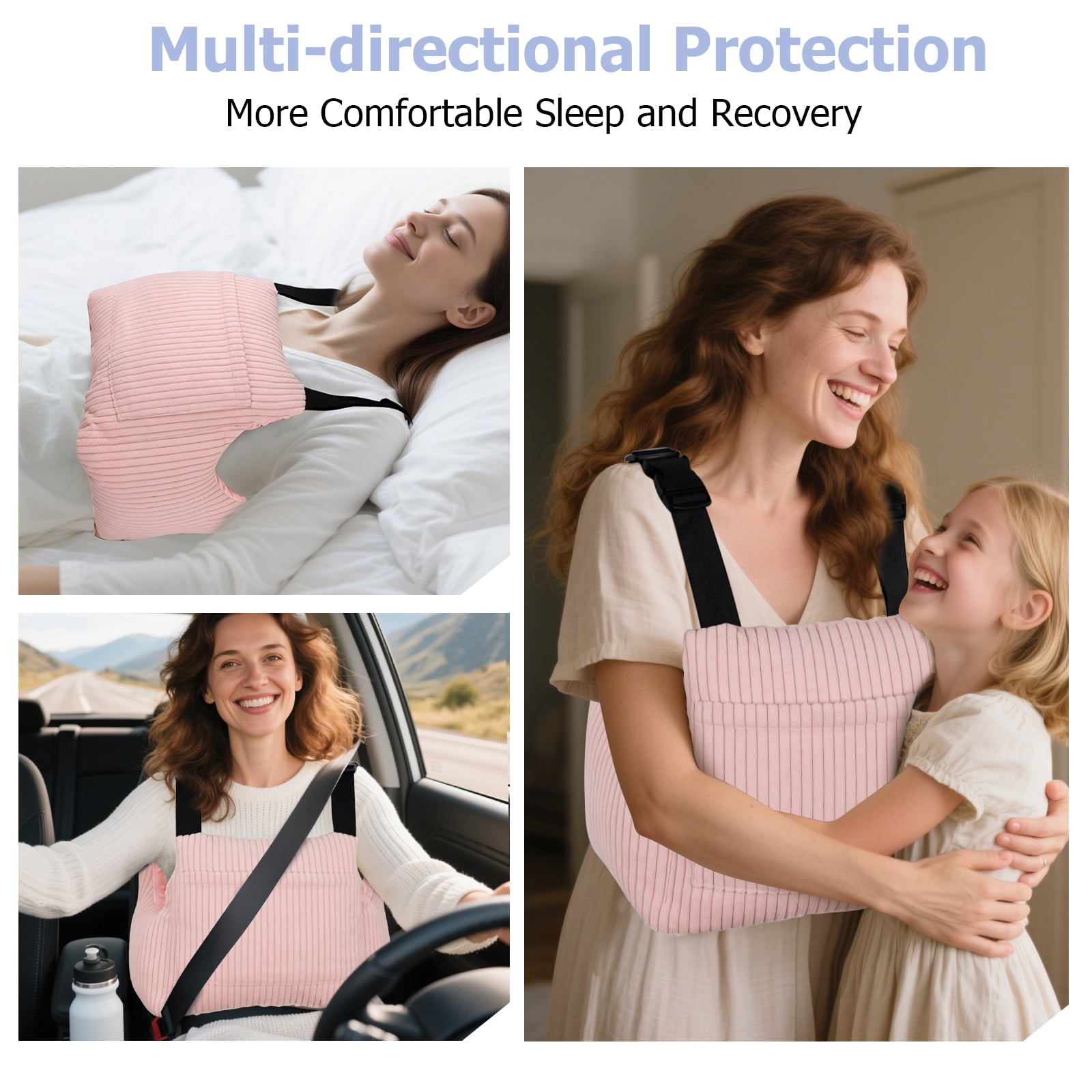 RoamReady Mastectomy Recovery Pillow, Soft Chest Pain Relief Post Surgery Must Haves for Women, Pink