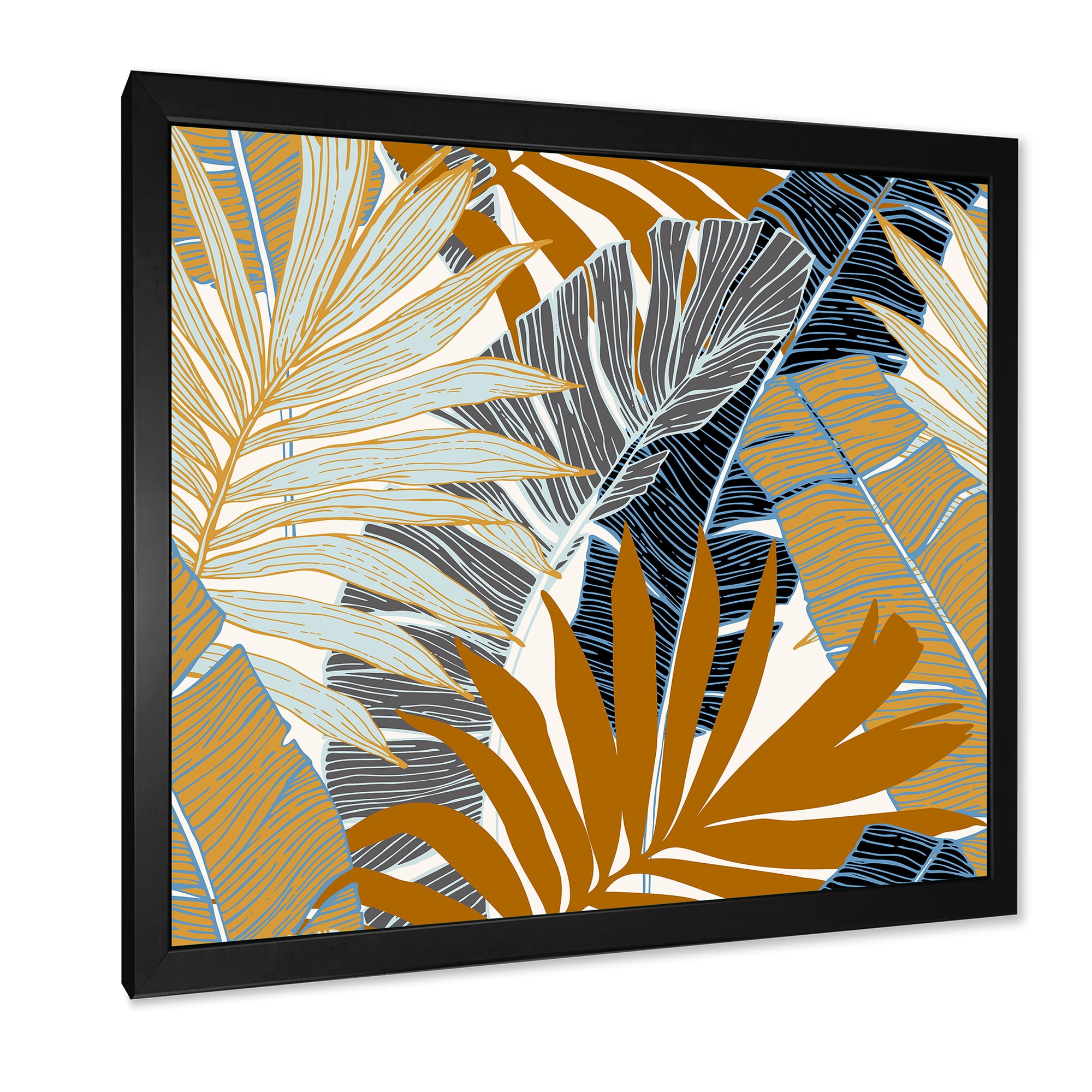 Designart 'Abstract Tropical Summer Banana Leaves and Palm Tree' Modern Framed Art Print