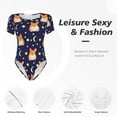 thumbnail image 6 of Haiem Corgi Lying With Moons And Stars Women's Crew Neck Short Sleeve Bodysuit Tops Stretchy Slim Basic-XX-Large, 6 of 9