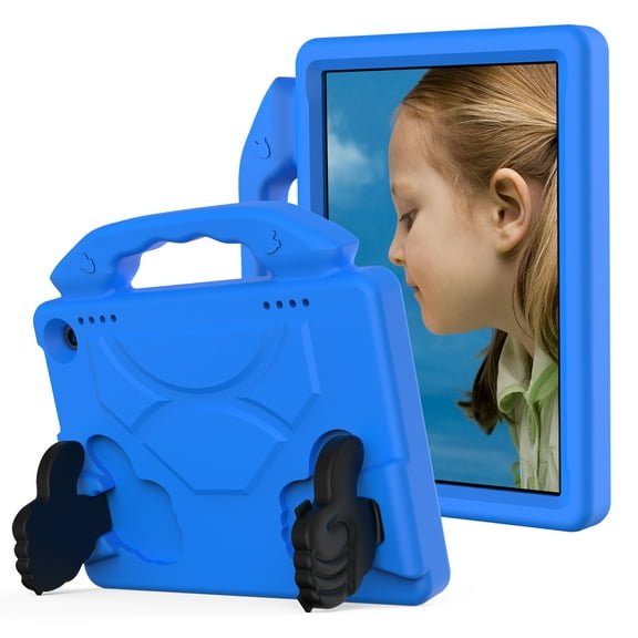 Allytechgroup Kids Shockproof Case for Amazon Kindle Fire HD 8 & 8 Plus Tablet (12th Generation/10th Generation, 2022/2020 Release) 8", EVA Thumb Design Kids Friendly Handle Stand Lightweight, Blue