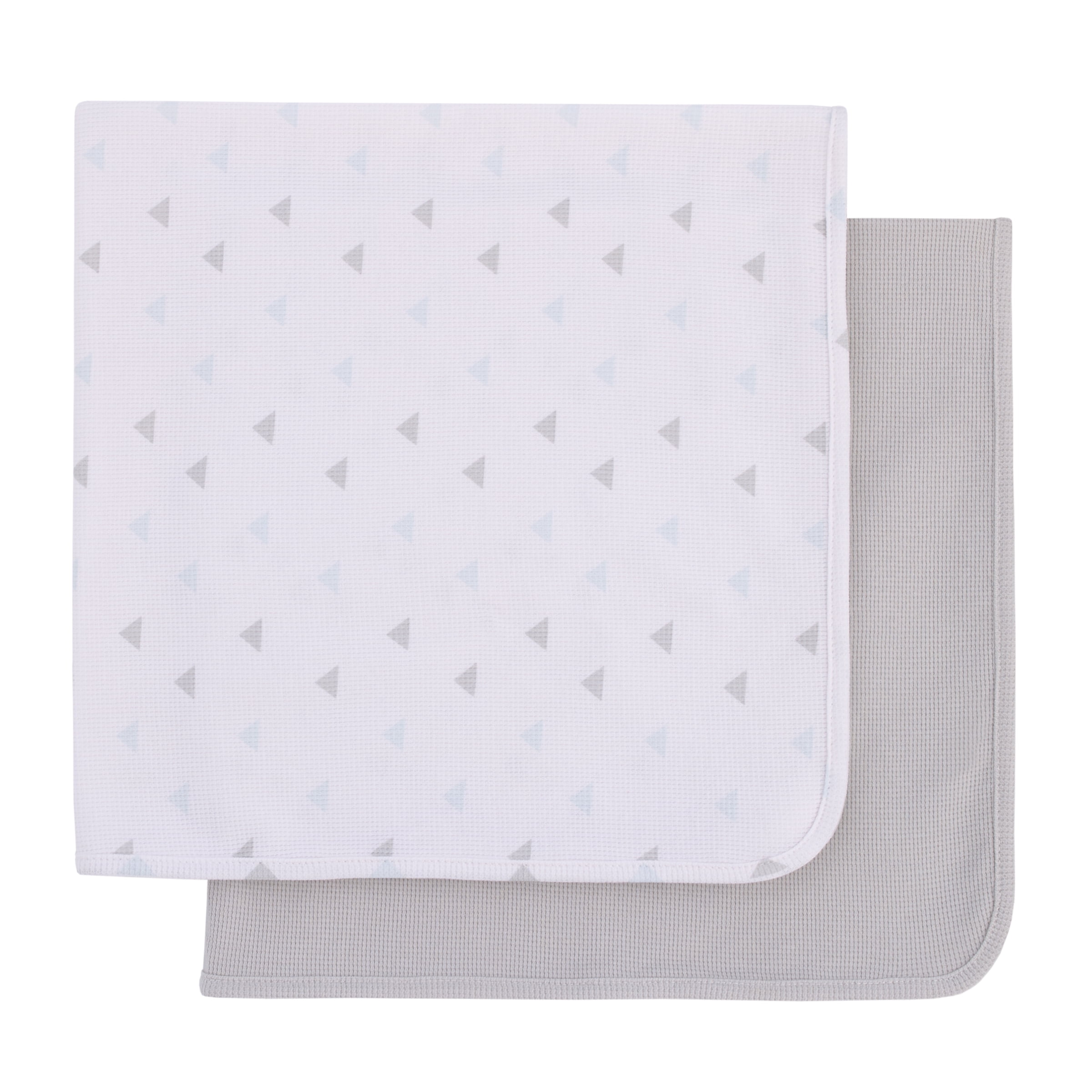 Parent's Choice Gray & Aqua Triangle 100% Cotton Thermal Baby Blanket, Infant, Unisex, 2 Pack