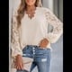 thumbnail image 4 of Blusa Elegante de Encaje para Mujer, Larga, Cuello en V, Ojales, Elegante, para Fiesta, Floral, con Cuello en V Festoneado Albaricoque M, 4 of 9