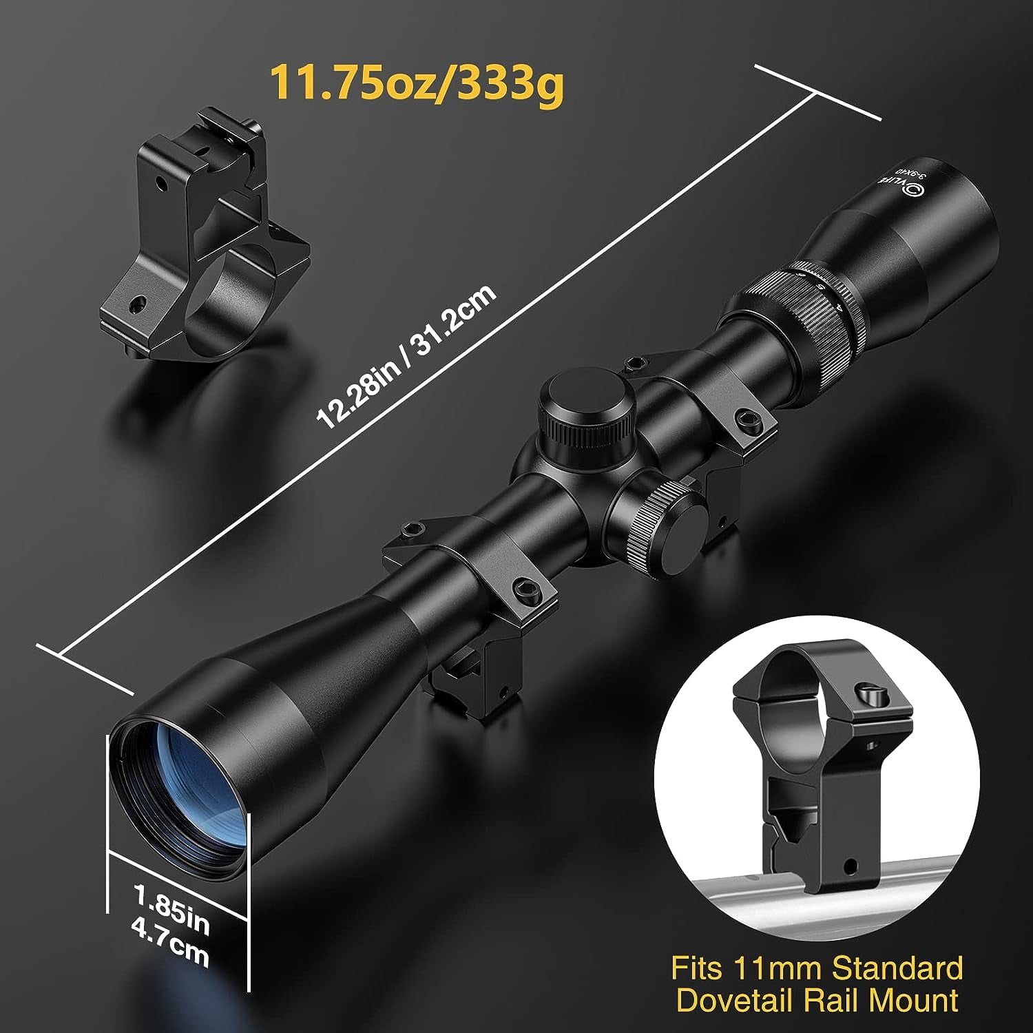 CVLIFE 3-9x40 Scope with 11mm Free Dovetail Mounts