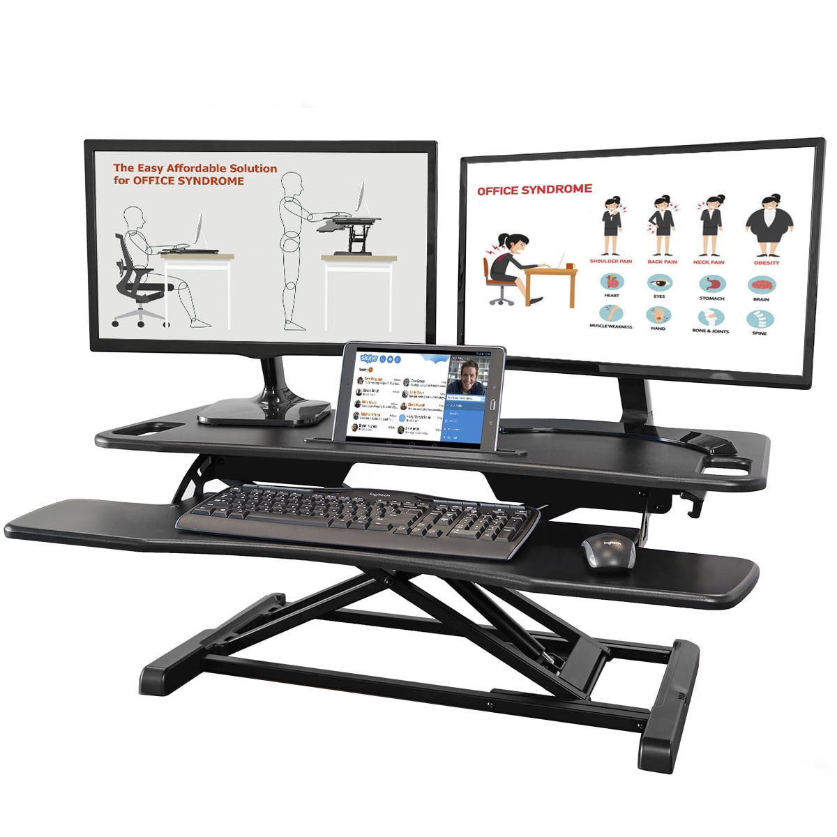 Advanceup 2 Tier 37 4 Standing Desk Converter Adjustable Sit Stand Dual Monitor Workstation Riser
