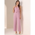 thumbnail image 3 of DARING DIVA Women's Casual Sleeveless Shawl Collar Office Jumpsuit M Dark Pink, 3 of 6