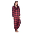 thumbnail image 3 of ashford & brooks women's mink fleece hooded one piece pajama jumpsuit - red buffalo check - 2x-large, 3 of 5