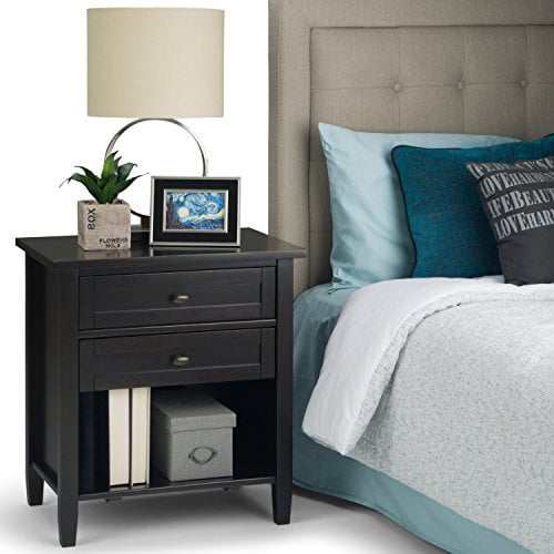Warm Shaker Solid Wood 24 inch Wide Rustic Bedside Nightstand Table in Dark Brown