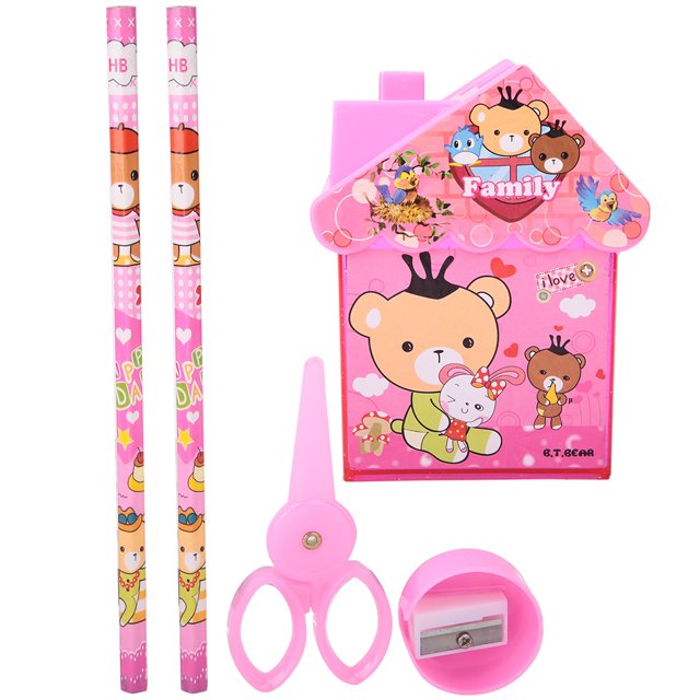 Portalápices de escritorio para niños y regalo de papelería Organizador de lápices de dibujos animados adorable de color rosa