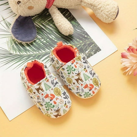 

Baby Boys Girls Cartoon Print Lightweight Comfy Non-Slip Crib Shoes For First Walkers Newborn Infant Spring And Summer