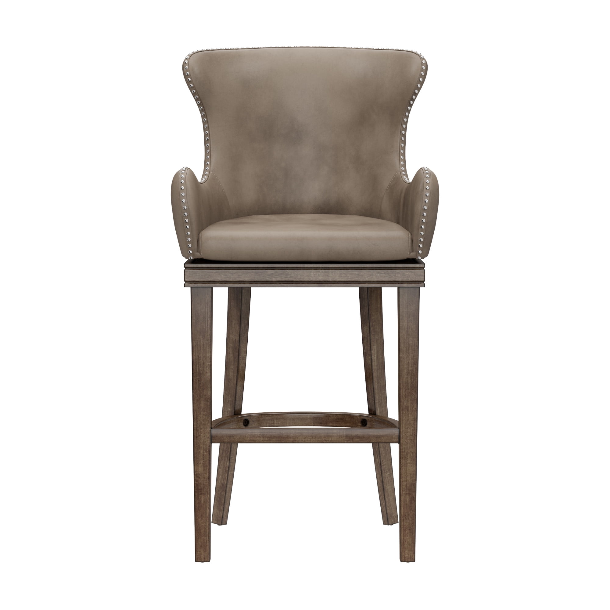 Hillsdale Furniture Caydena Wood Bar Height Return Swivel Stool, Rustic Gray