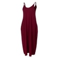 thumbnail image 1 of de playa suelto con tirantes finos, sin espalda, bohemio, , informal, , para mujer Vino rojo M Salvador vestido maxi largo de las mujeres, 1 of 9